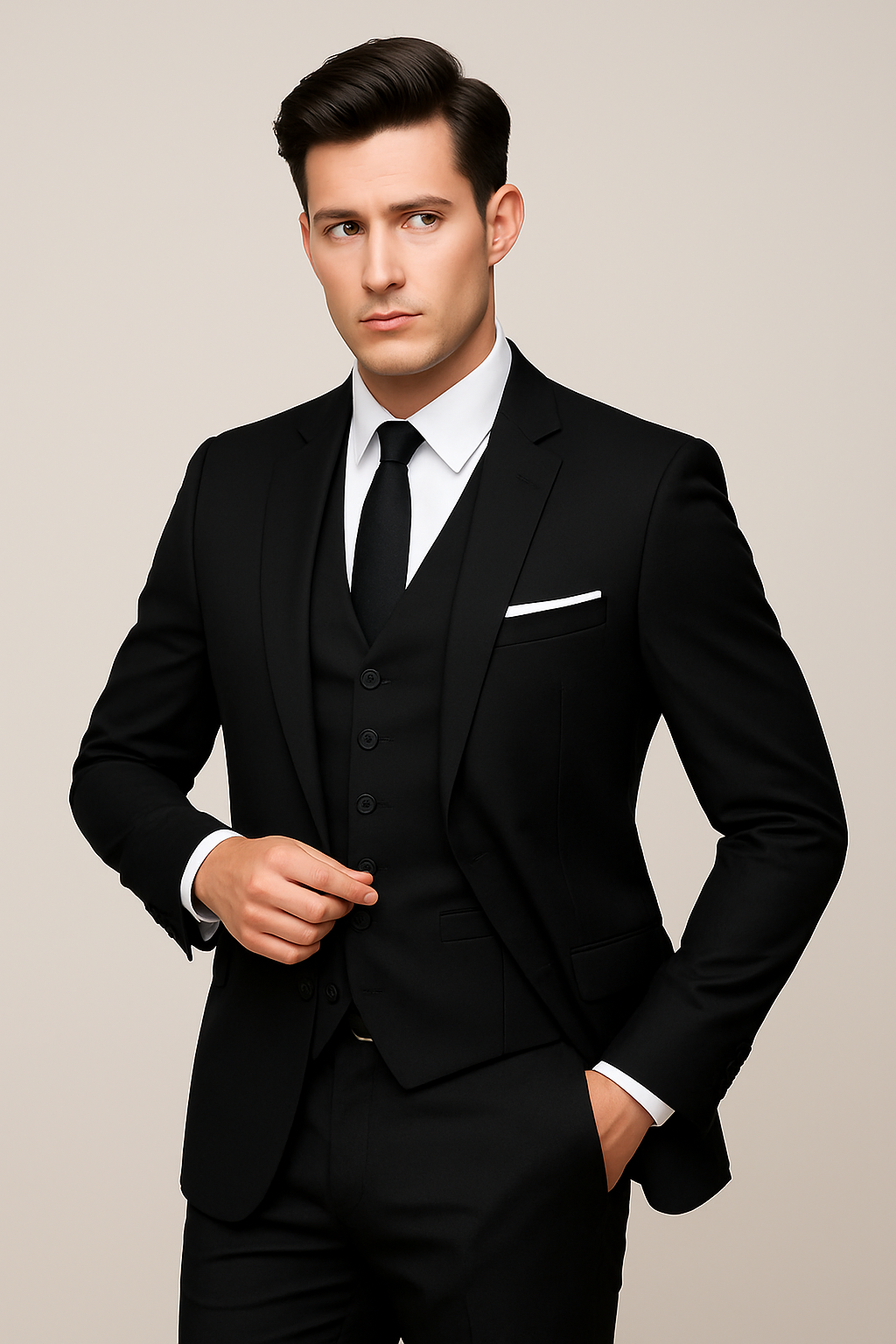 Men's Three-Piece Formal Suit Slim Fit Single Breasted Classic