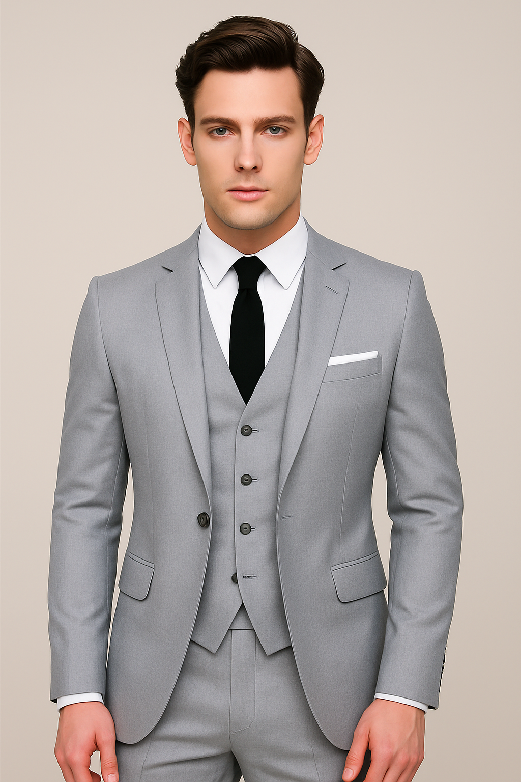 Men's Three-Piece Formal Suit Slim Fit Single Breasted Classic