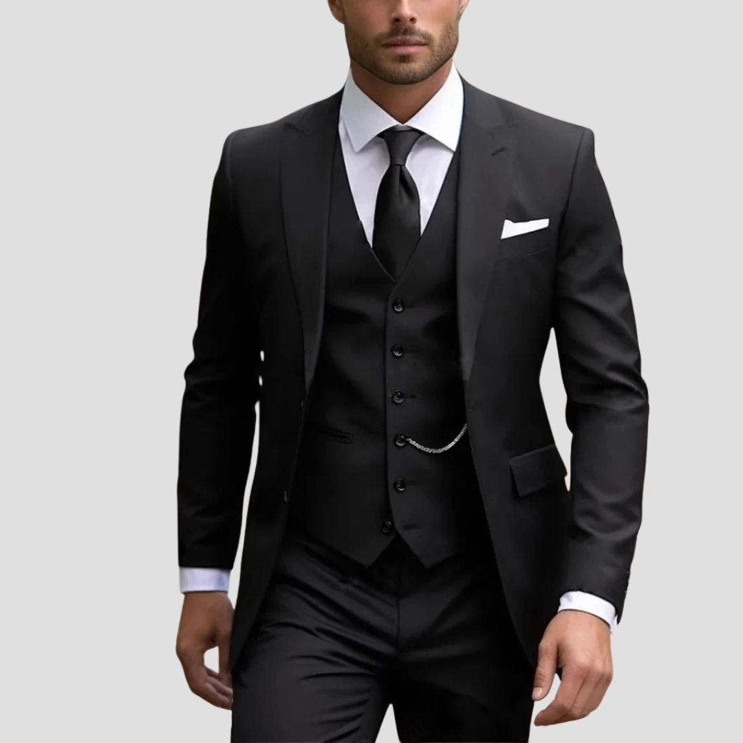 Men's Three-Piece Slim Fit Formal Suit Tailored for Weddings