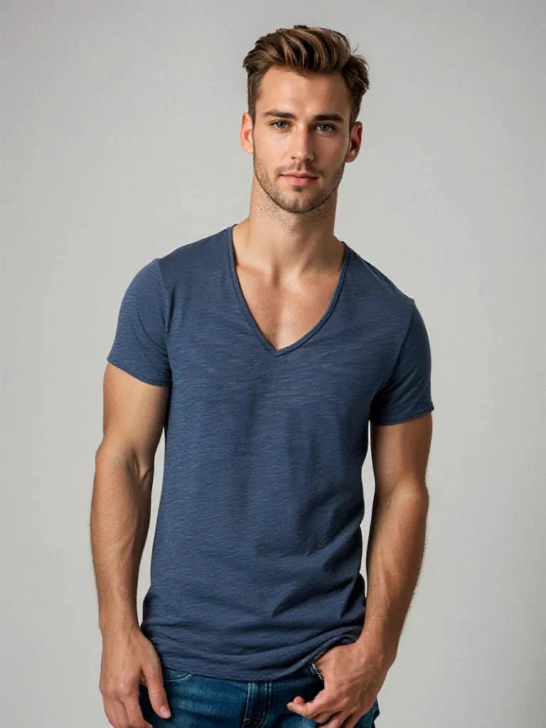 Men's V-Neck T-Shirt Lightweight Breathable Casual Everyday Top