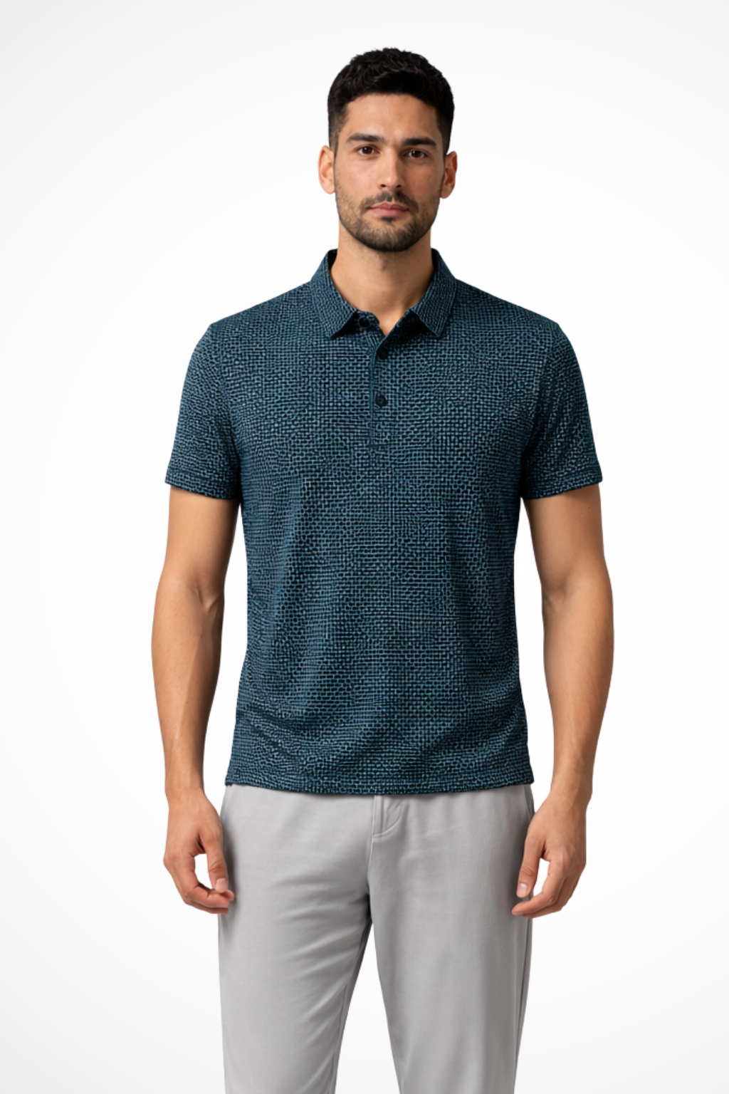 Men's Waffle Knit Polo Shirt Short-Sleeve for Smart Occasions