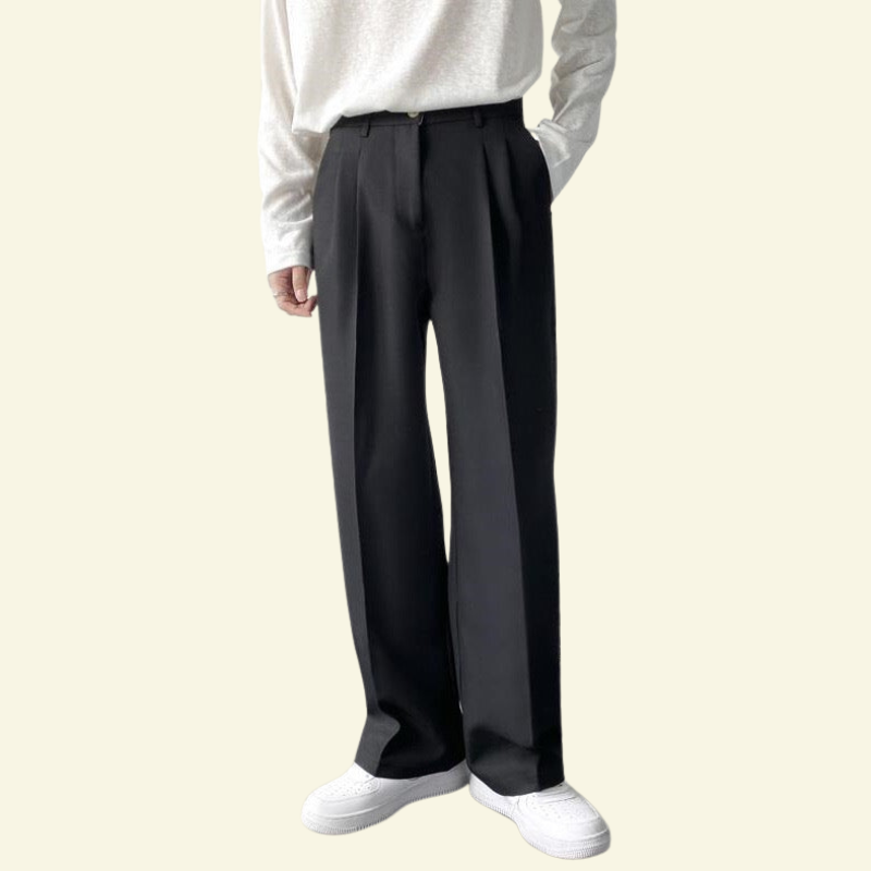 Men's Wide Leg Formal Trousers Premium Loose Fit Tailored Style