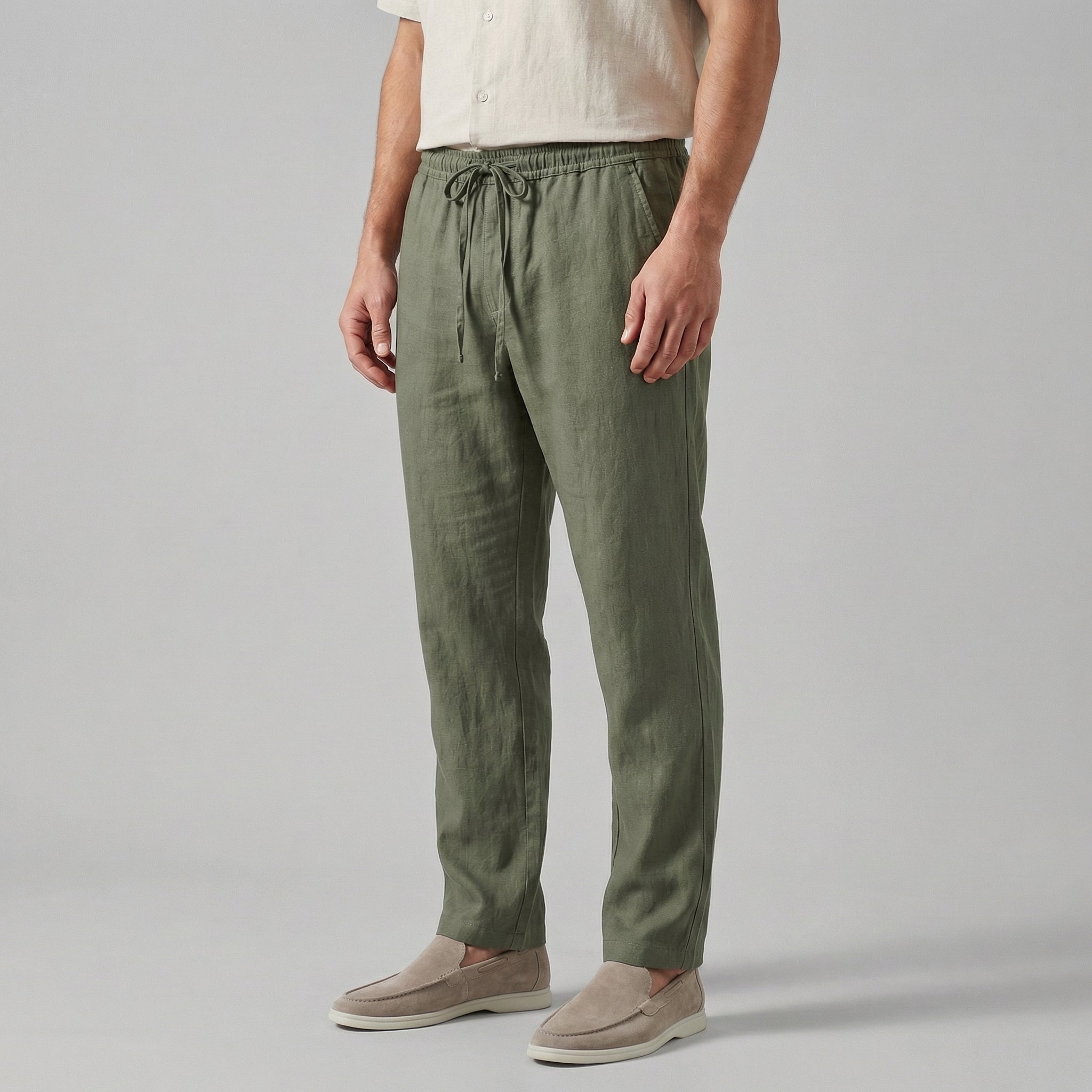 Men's Wide Leg Linen Trousers Casual Relaxed Comfort