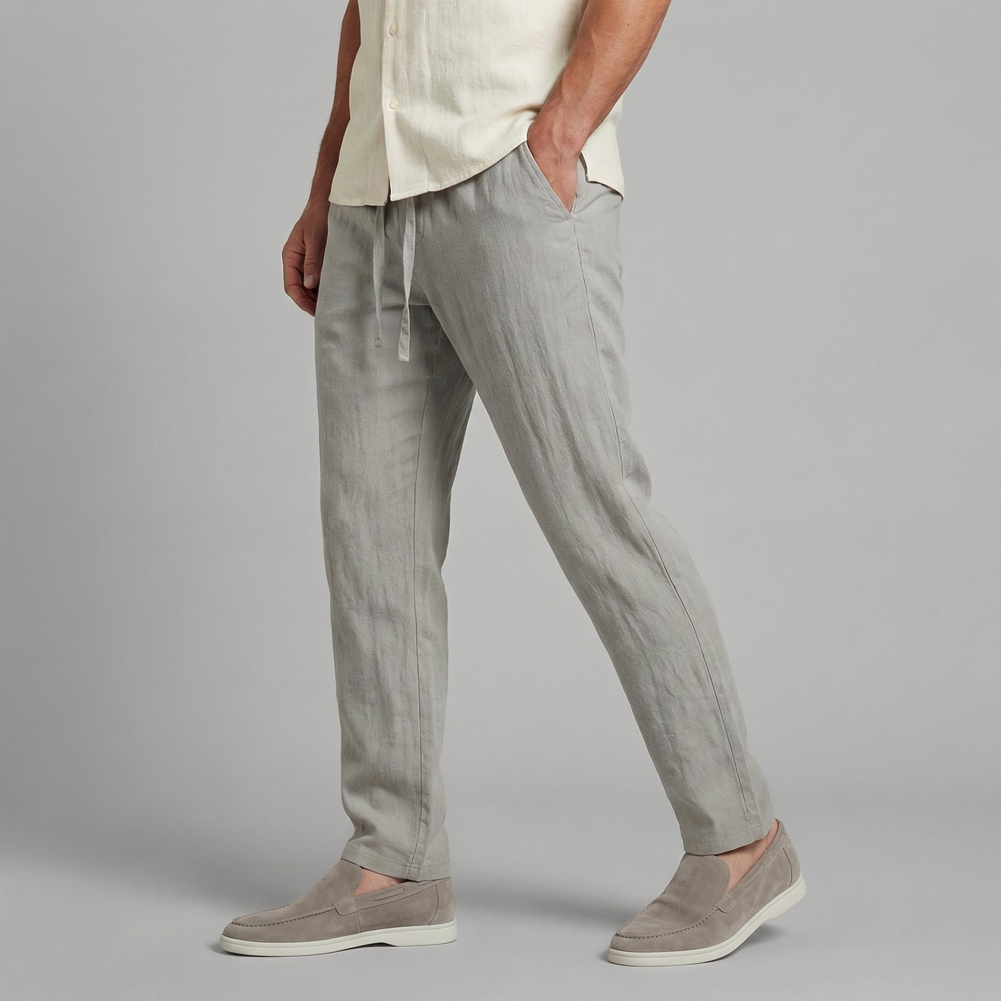 Men's Wide Leg Linen Trousers Casual Relaxed Comfort