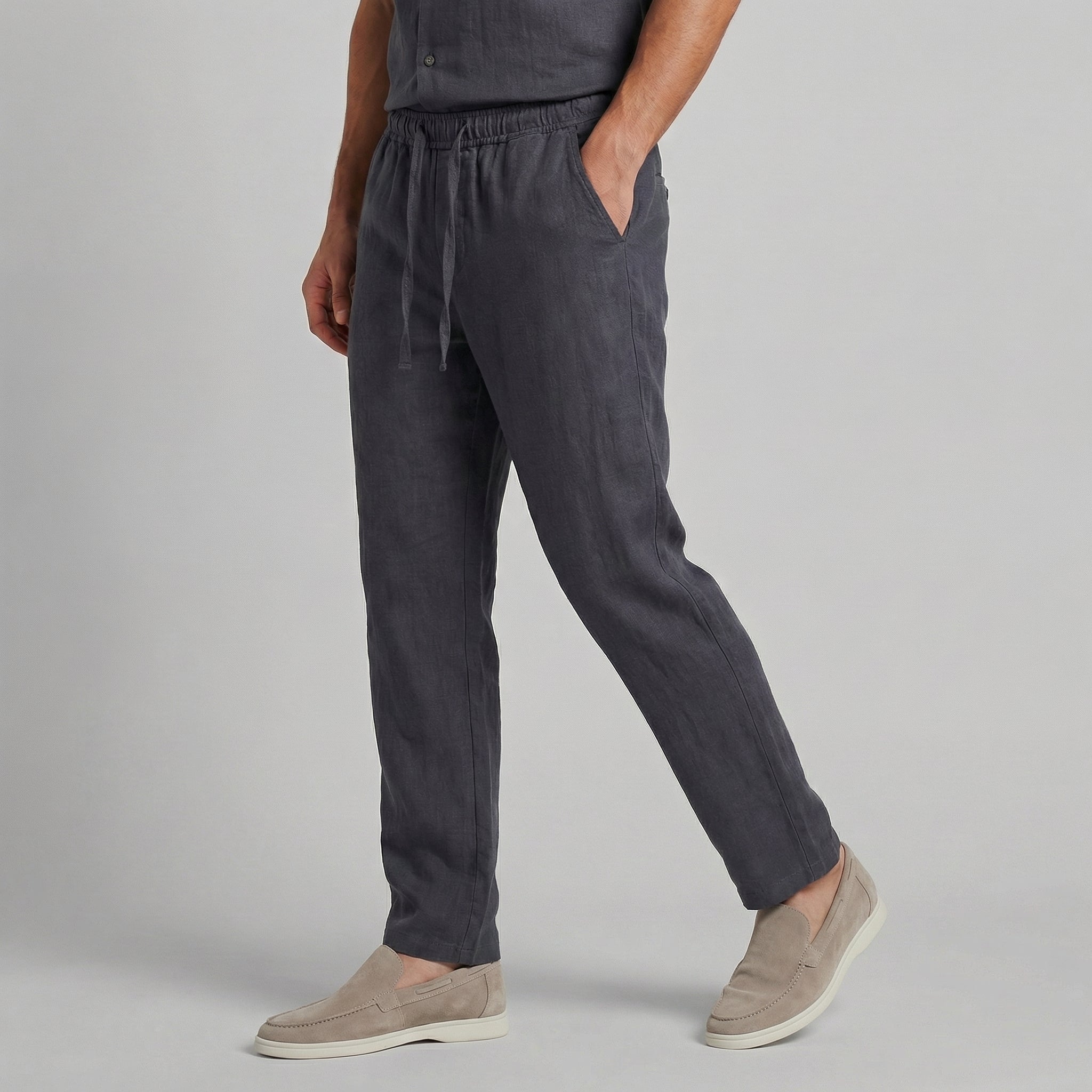 Men's Wide Leg Linen Trousers Casual Relaxed Comfort