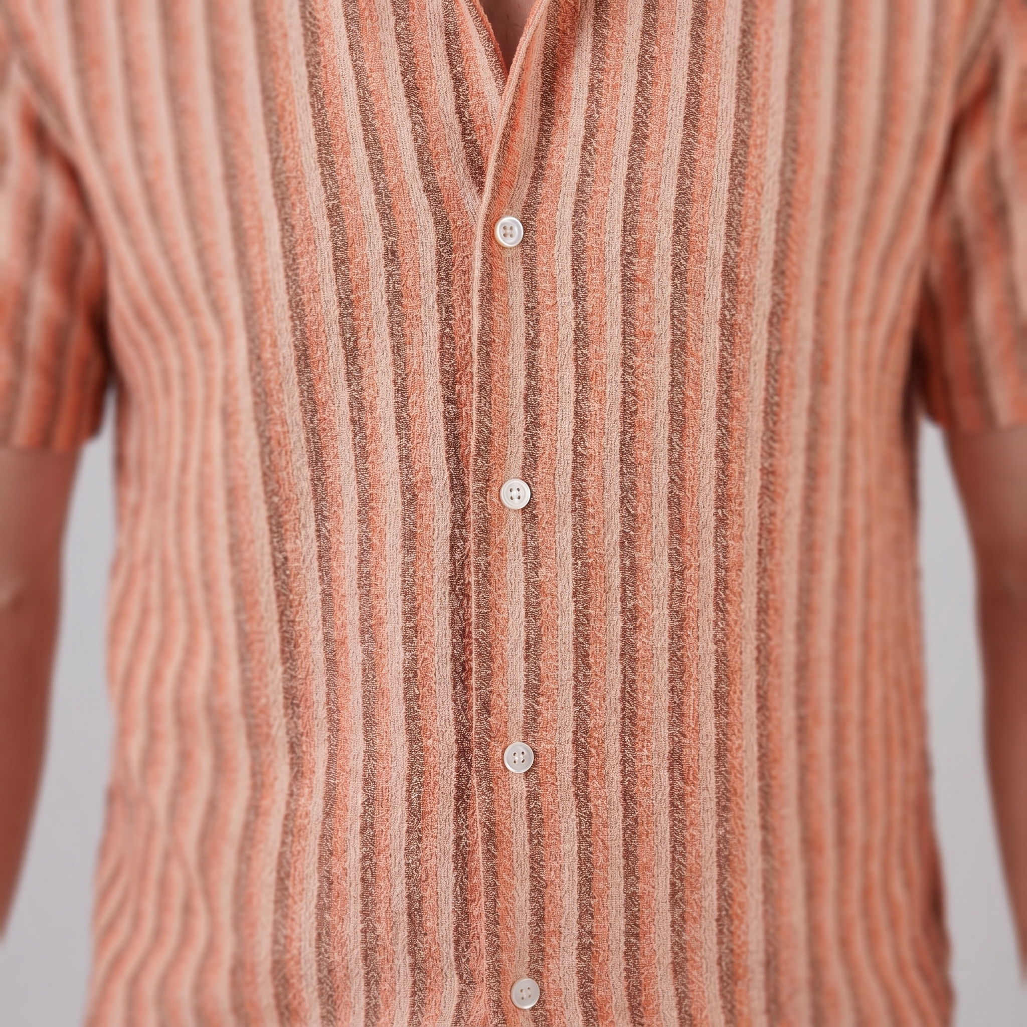 Men's Vertical Stripe Resort Shirt Camp Collar Relaxed Casual Summer