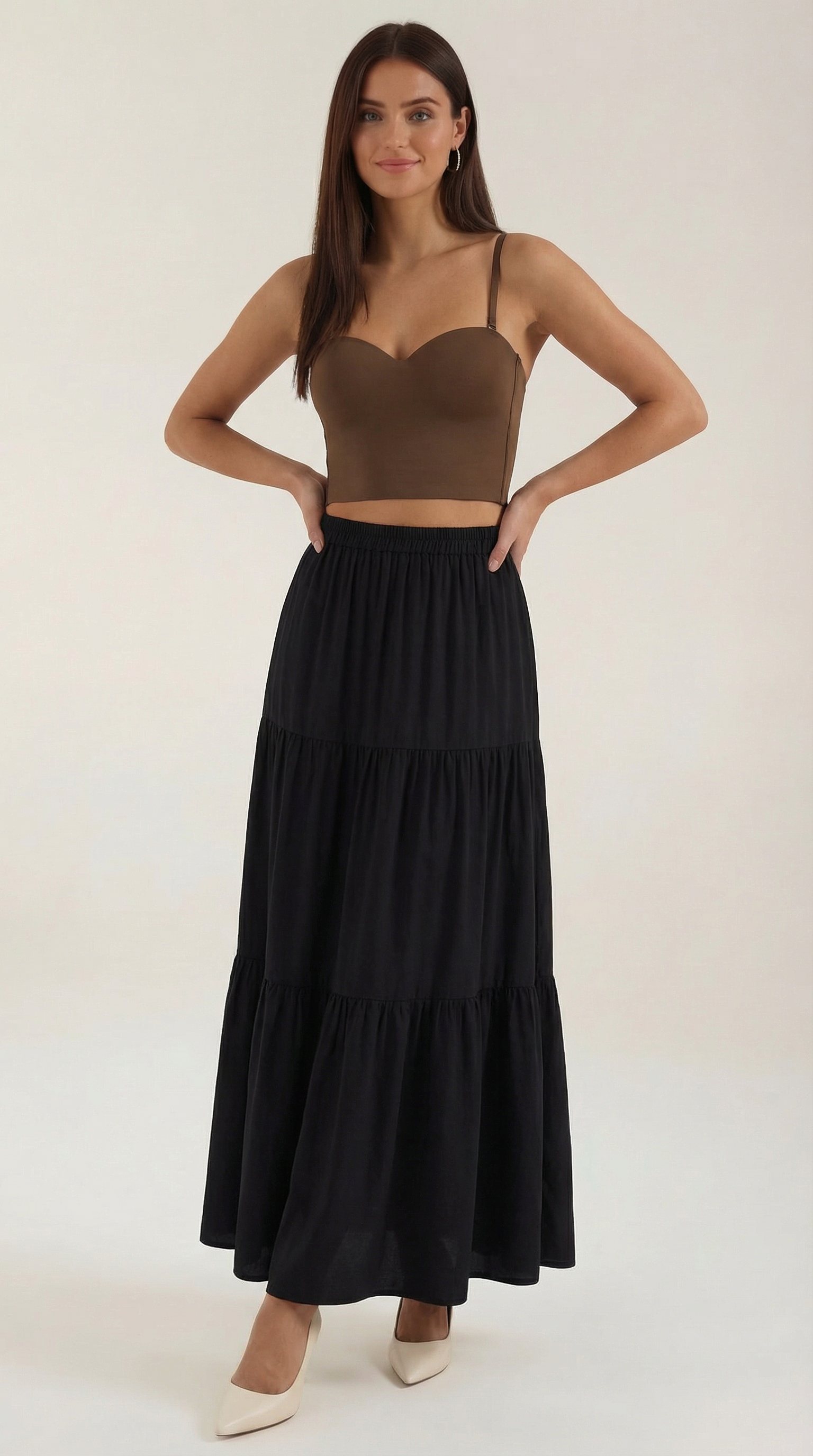 Women's Structured Fitted Tank Top with Heart Neckline