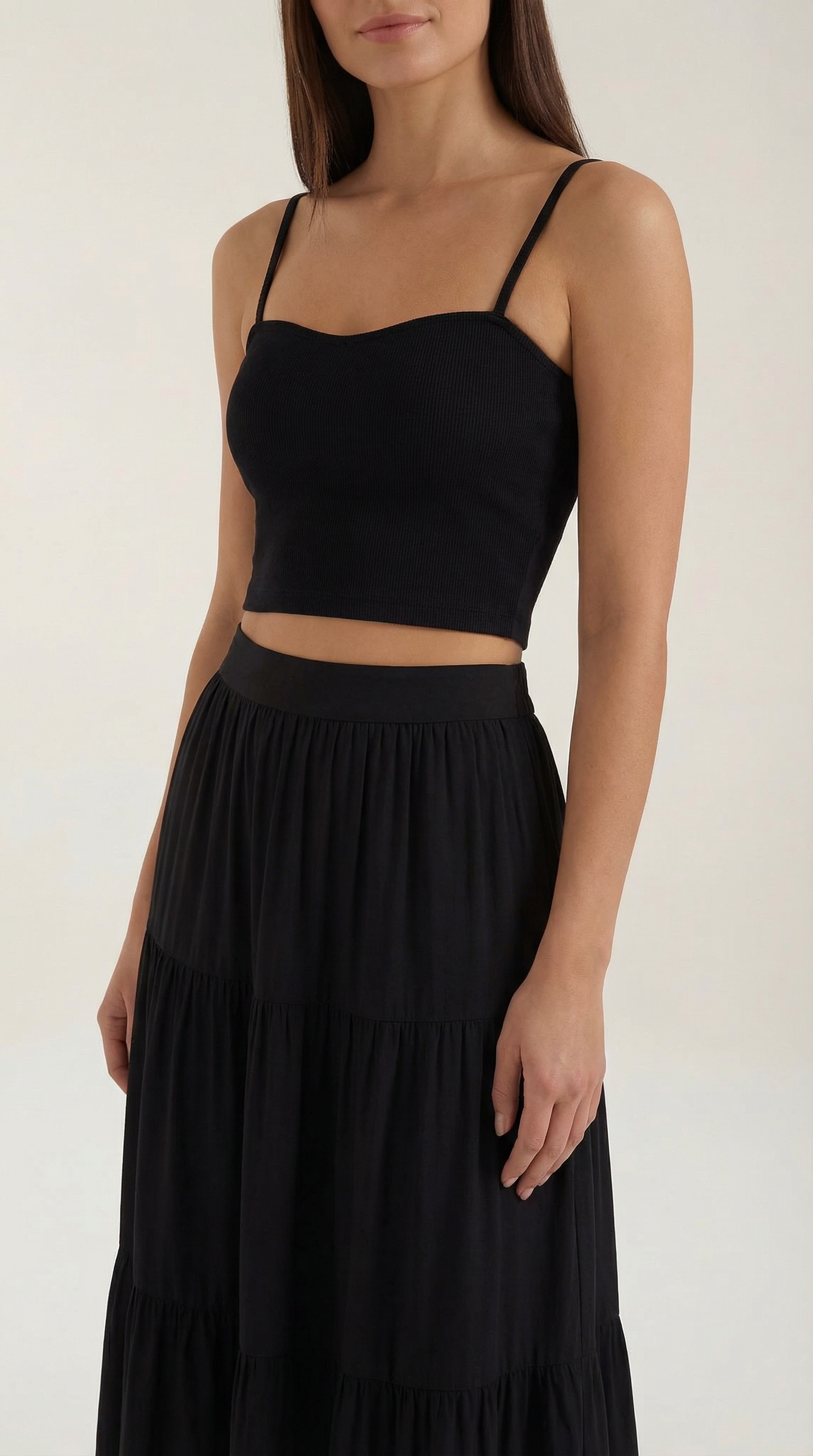 Women's Structured Fitted Tank Top with Heart Neckline