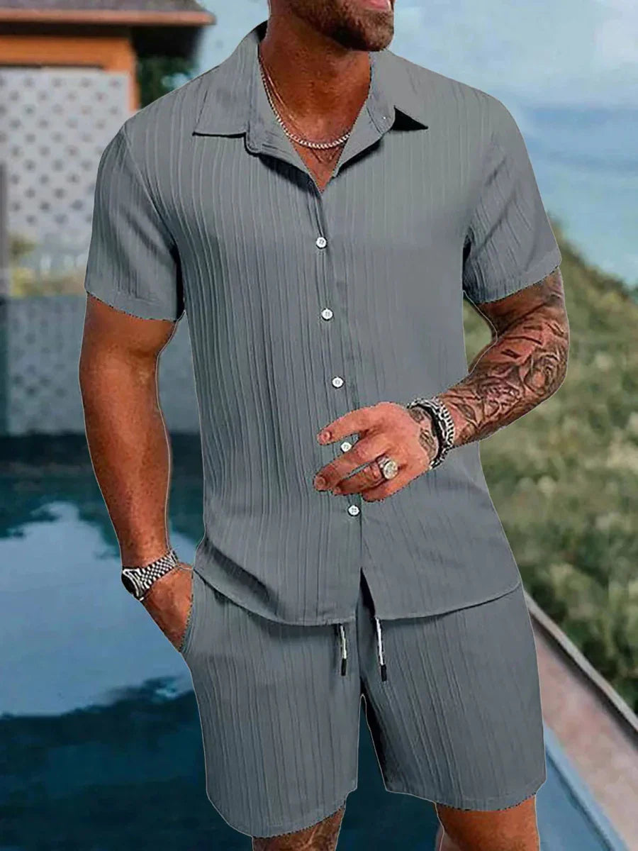 Men's Sport Polo and Shorts Set Summer Casual Suit