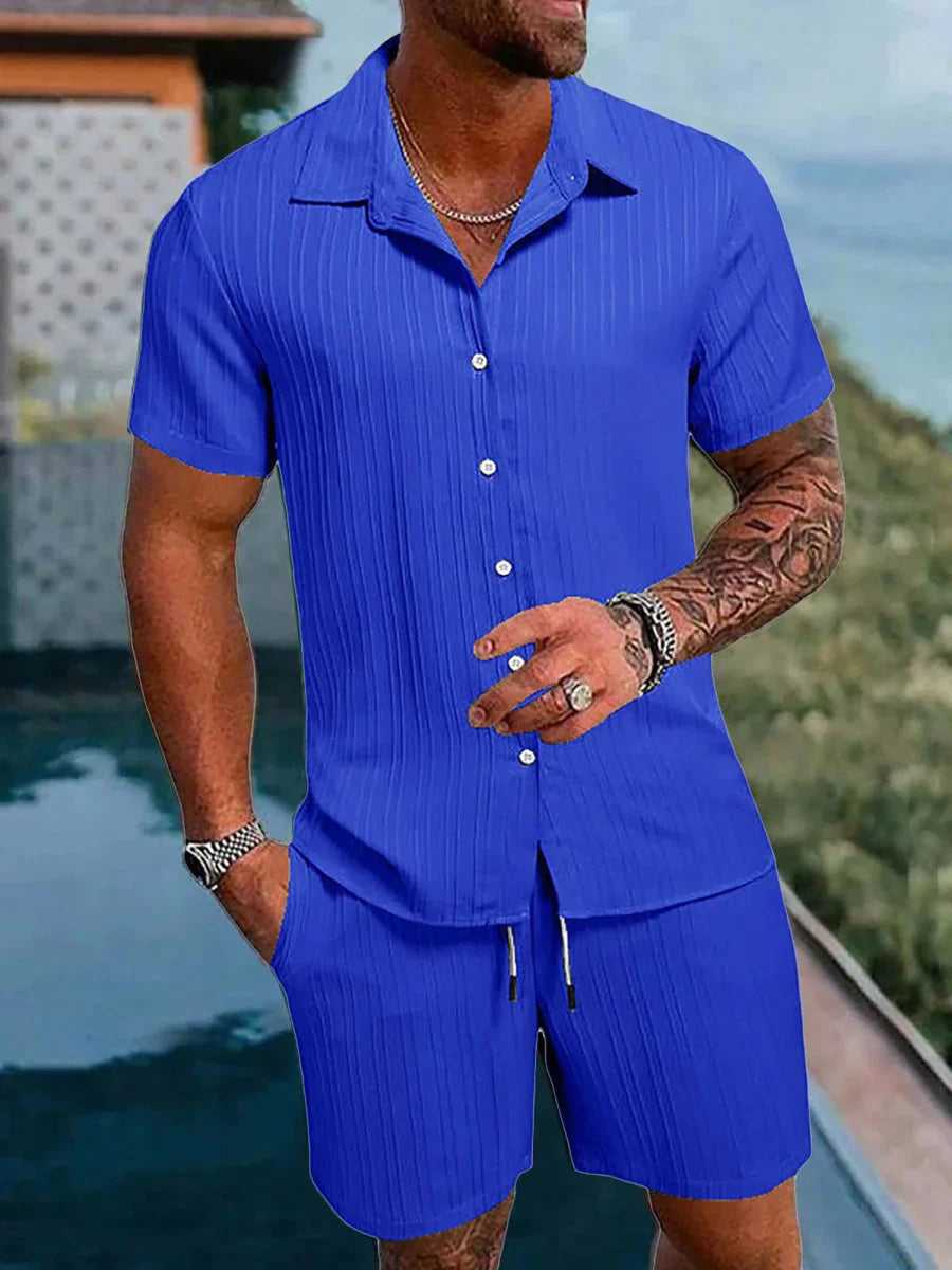 Men's Sport Polo and Shorts Set Summer Casual Suit