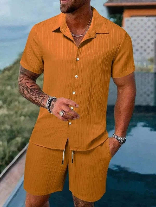 Men's Sport Polo and Shorts Set Summer Casual Suit