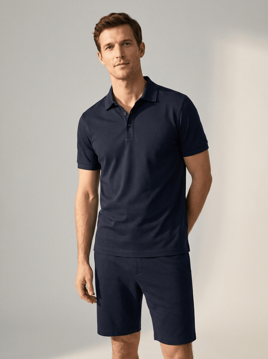 Men's Sport Polo and Shorts Set Summer Casual Suit