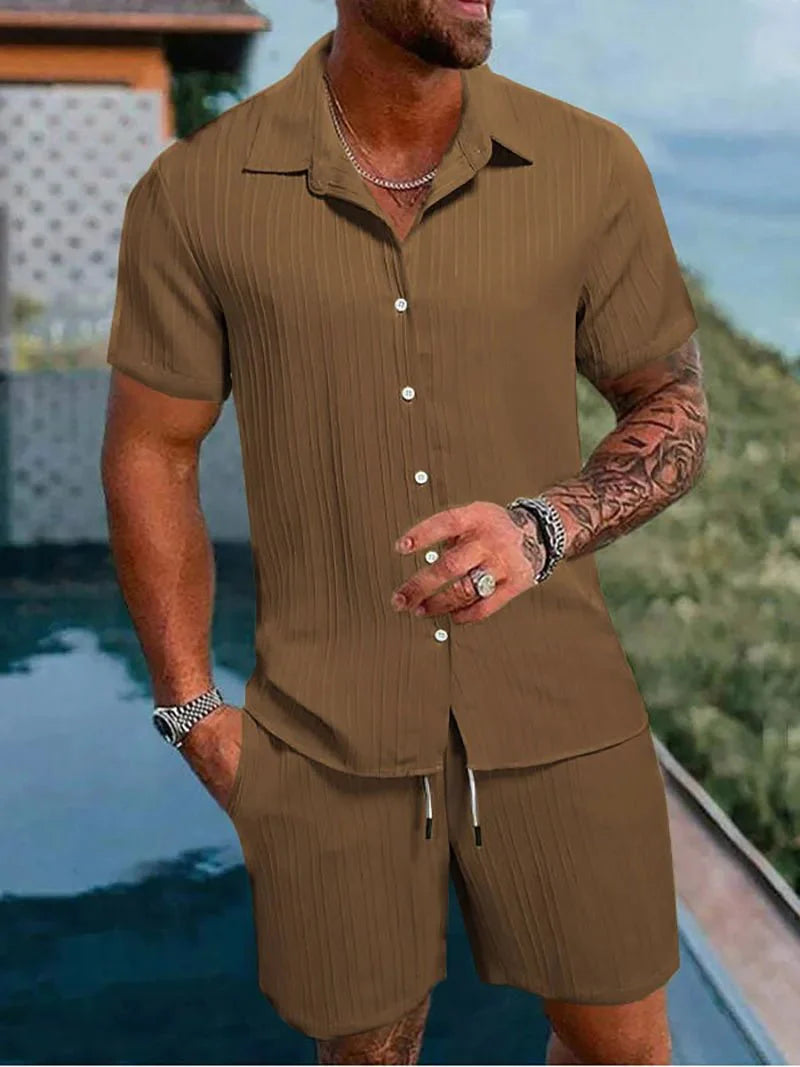 Men's Sport Polo and Shorts Set Summer Casual Suit