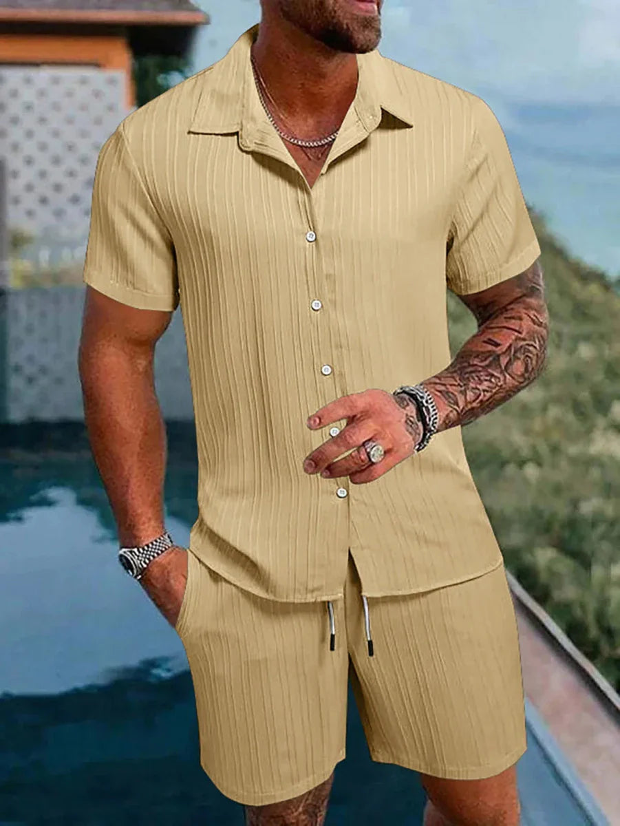 Men's Sport Polo and Shorts Set Summer Casual Suit
