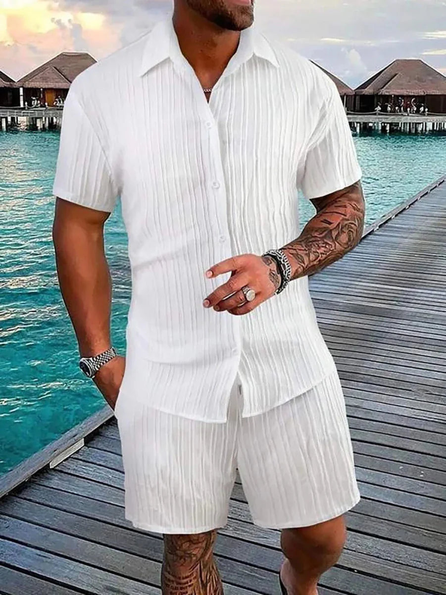 Men's Sport Polo and Shorts Set Summer Casual Suit