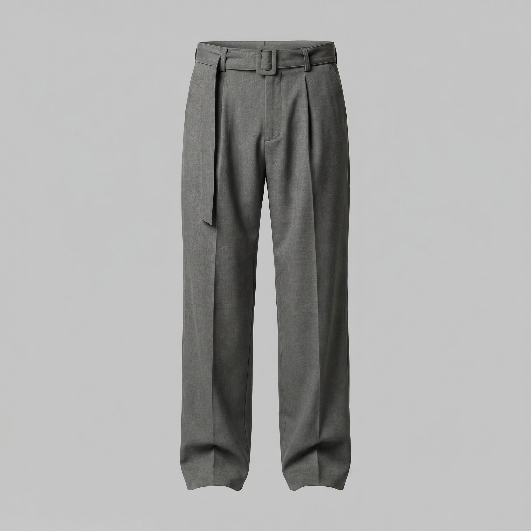Men's Tailored Wide-Leg Trousers Belted Elastic Waist Smart Casual