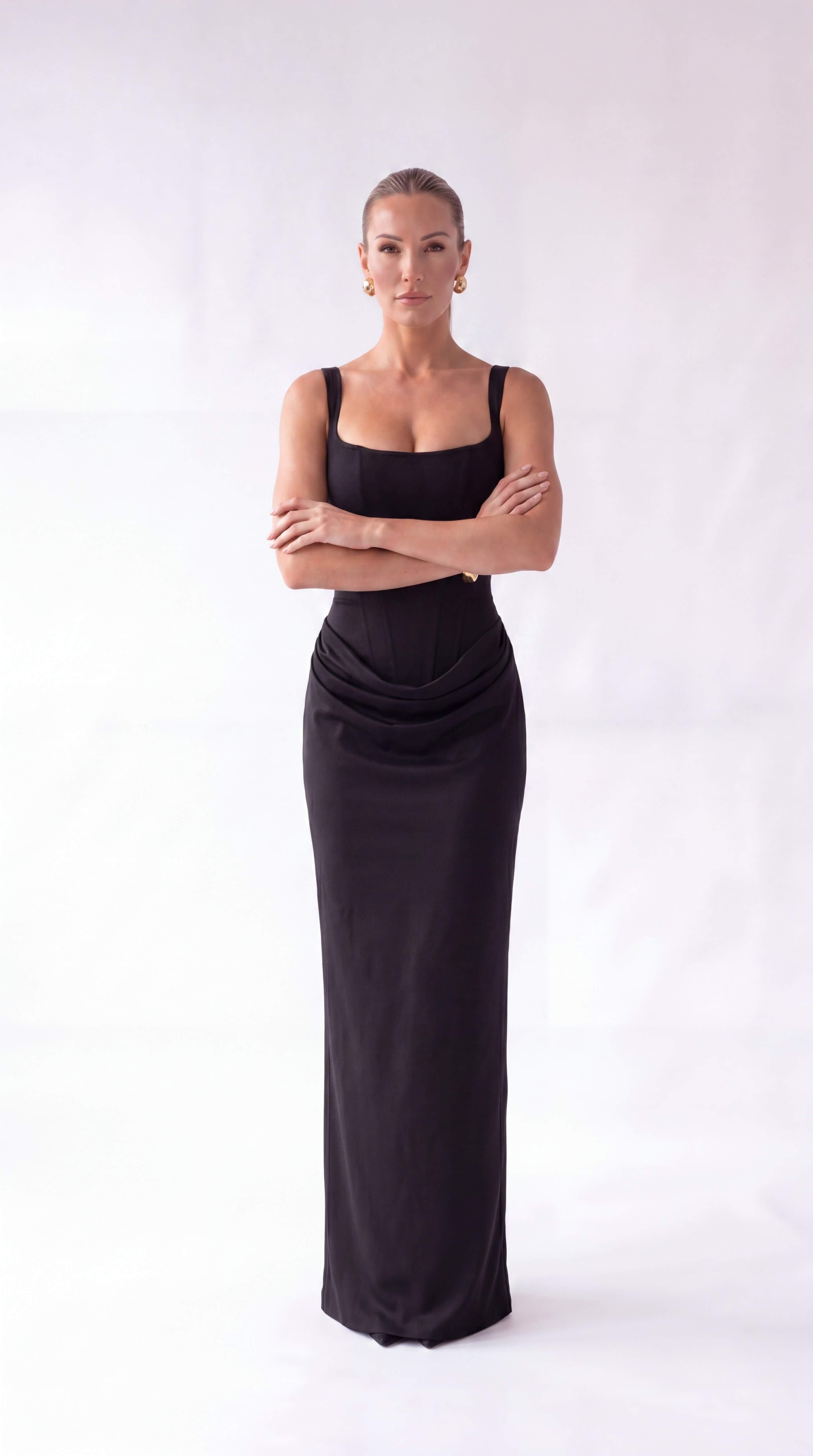 Women's Backless Maxi Dress Elegant Evening Wedding Guest Gown - 15