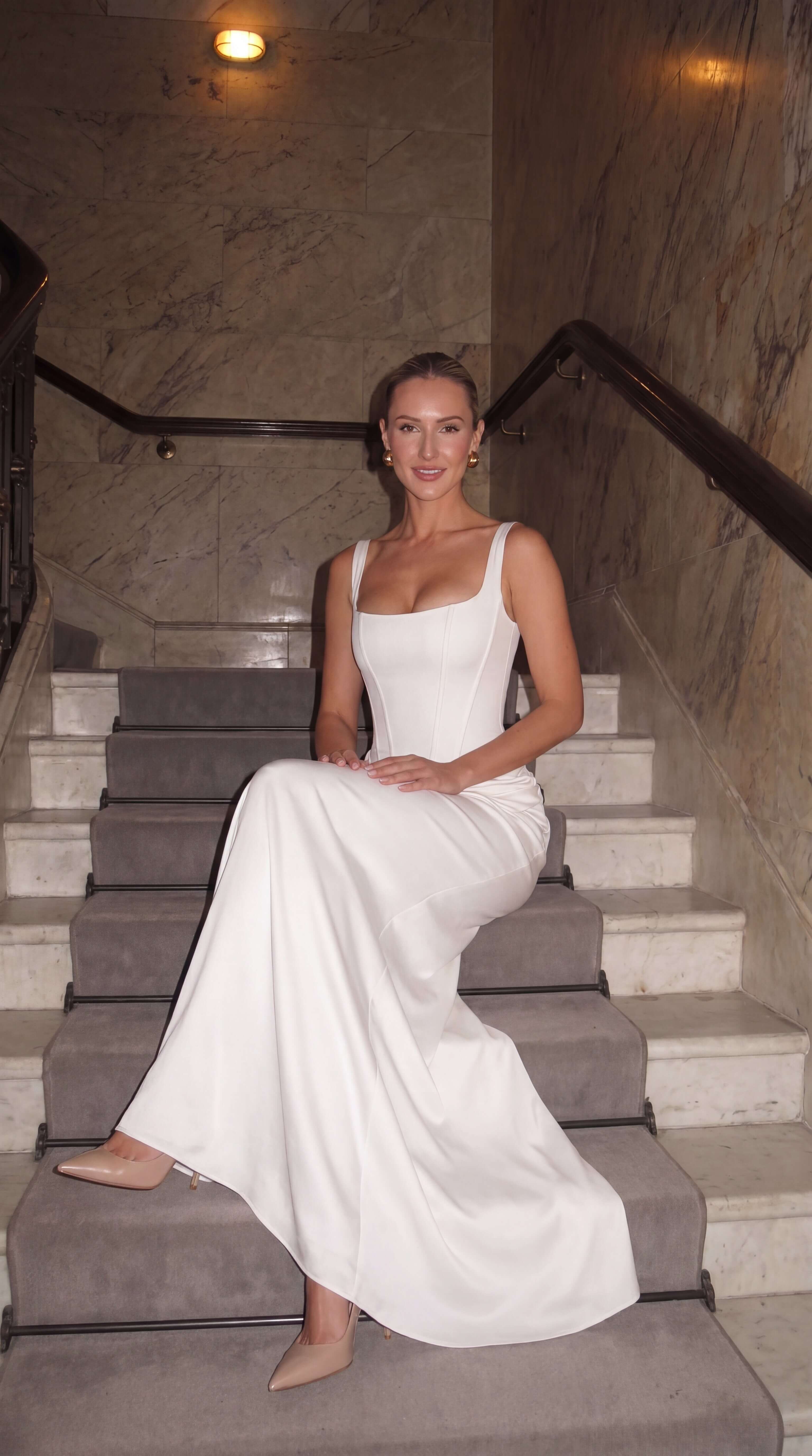 Women's Backless Maxi Dress Elegant Evening Wedding Guest Gown - 4