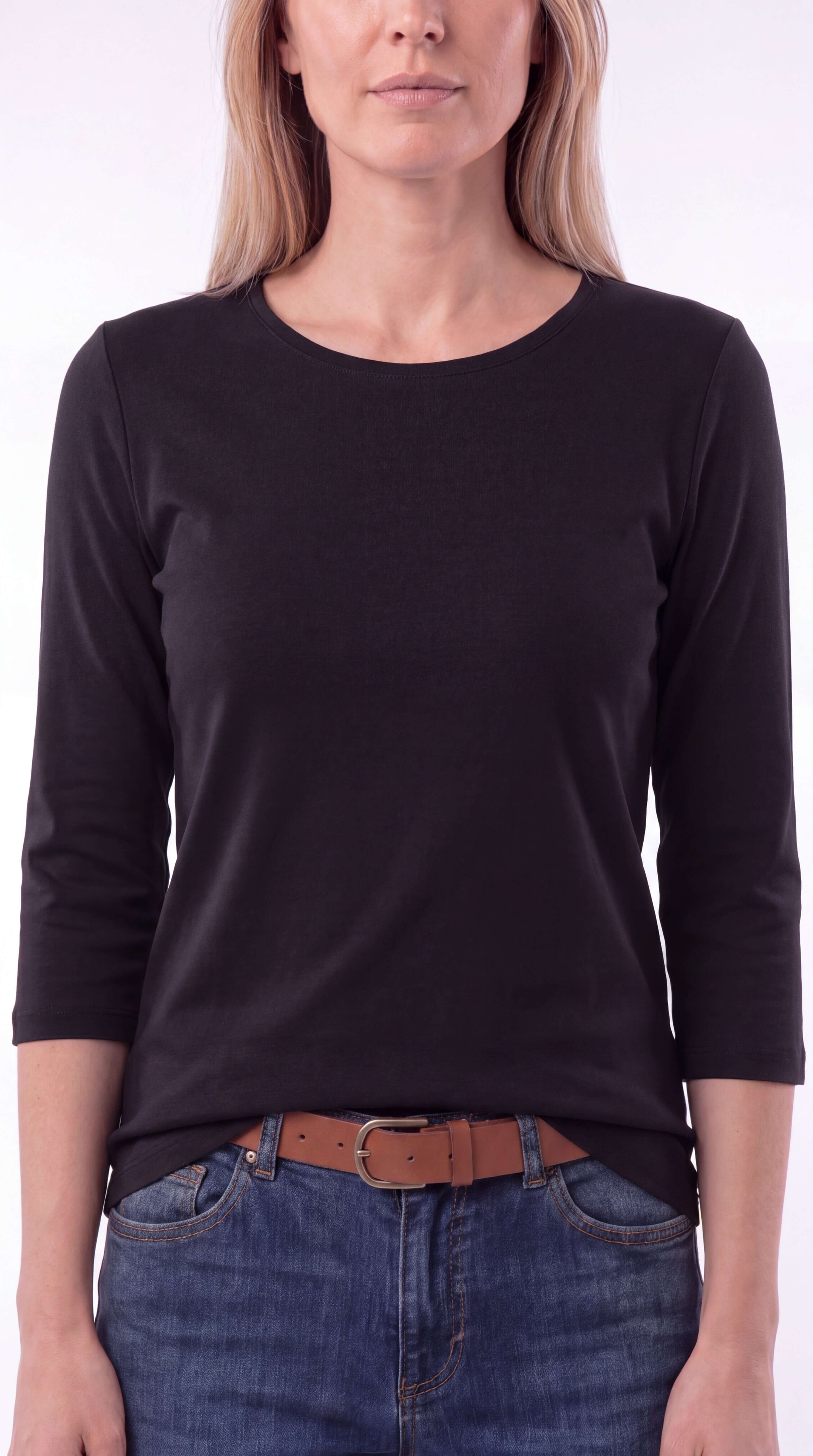 Women's Crew Neck 3/4 Sleeve Casual Layering Everyday Top - 5