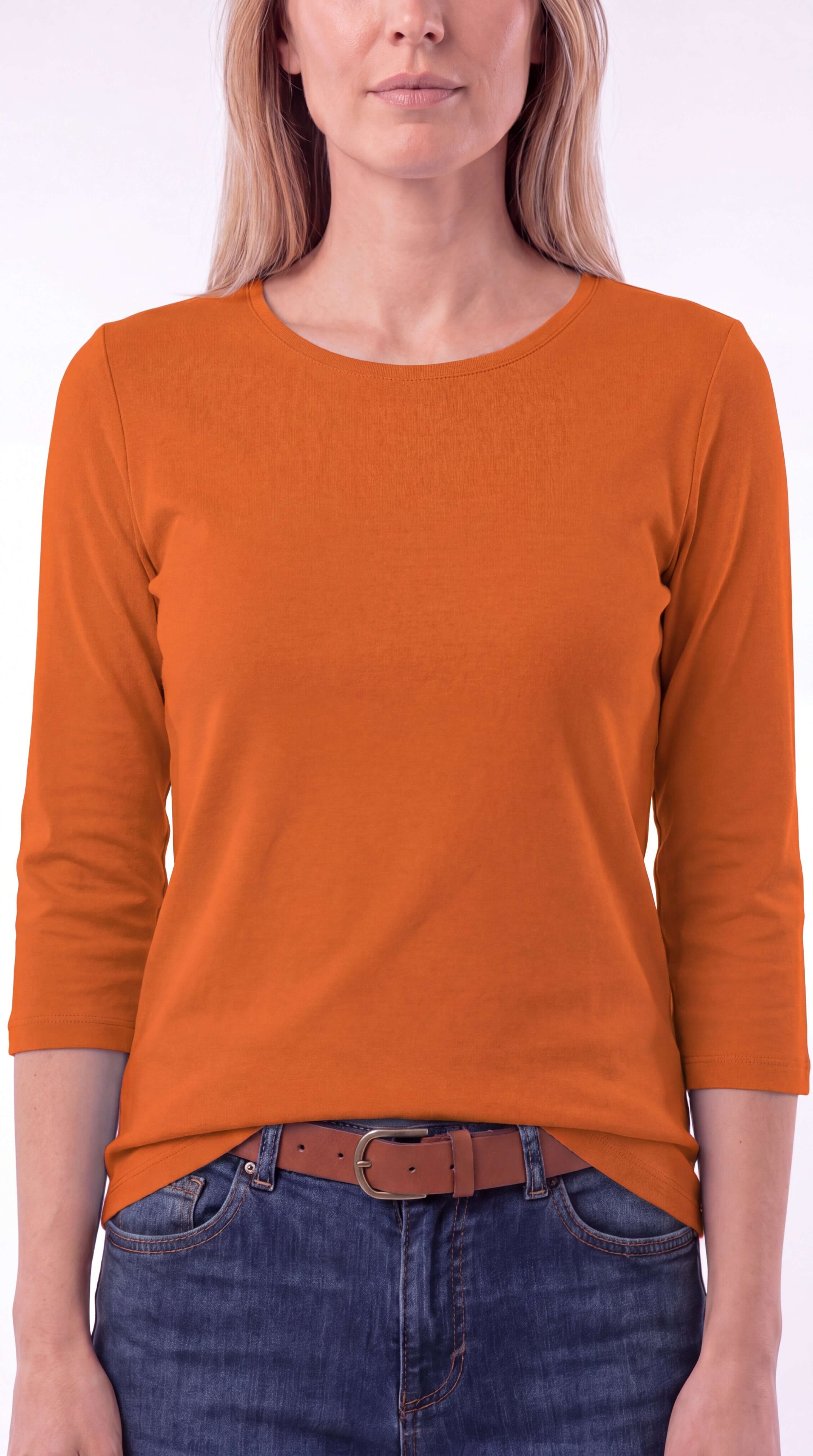 Women's Crew Neck 3/4 Sleeve Casual Layering Everyday Top - 9