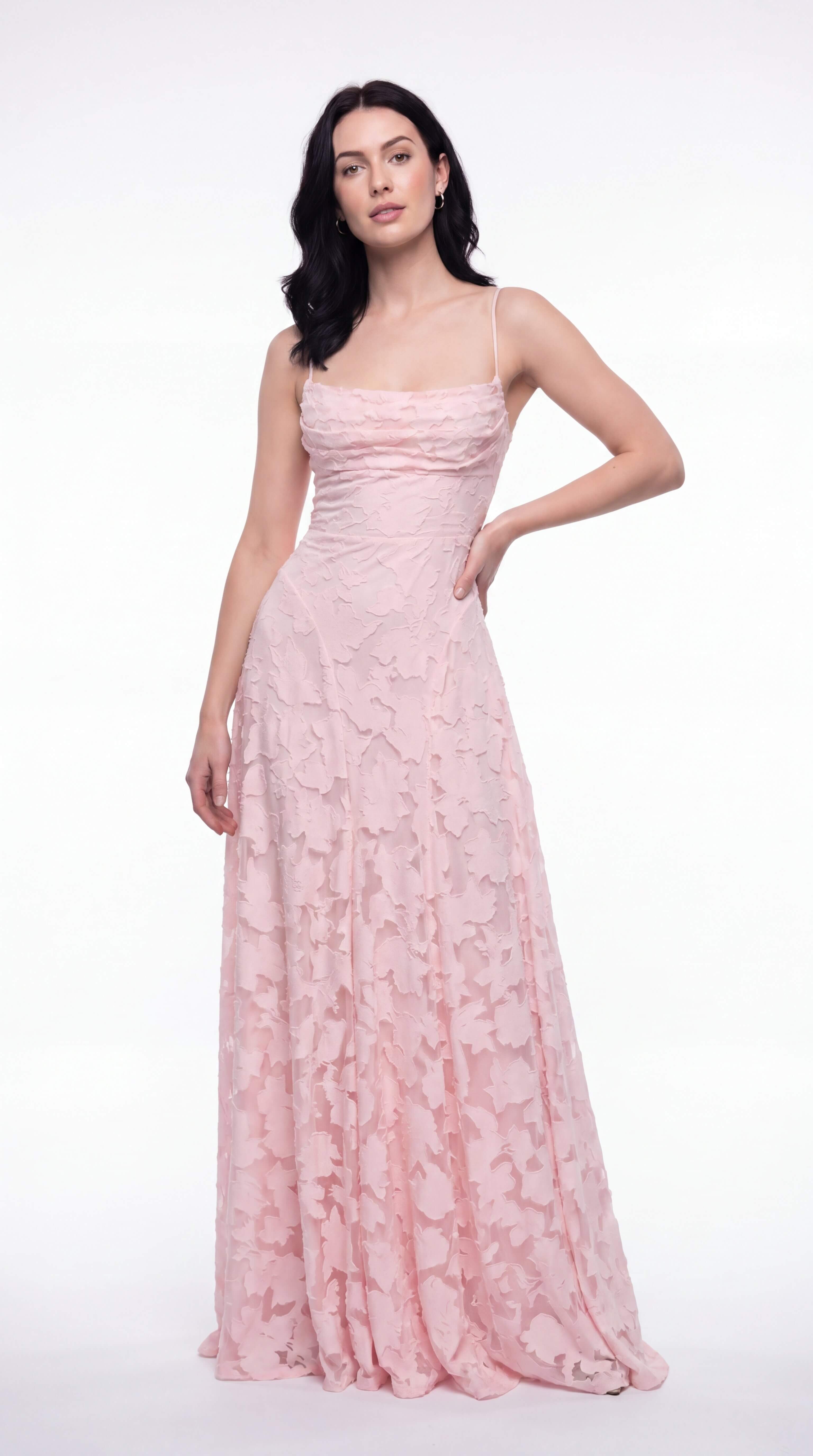 Women's Floral Maxi Dress Thin Straps Wedding Guest Evening Gown - 1