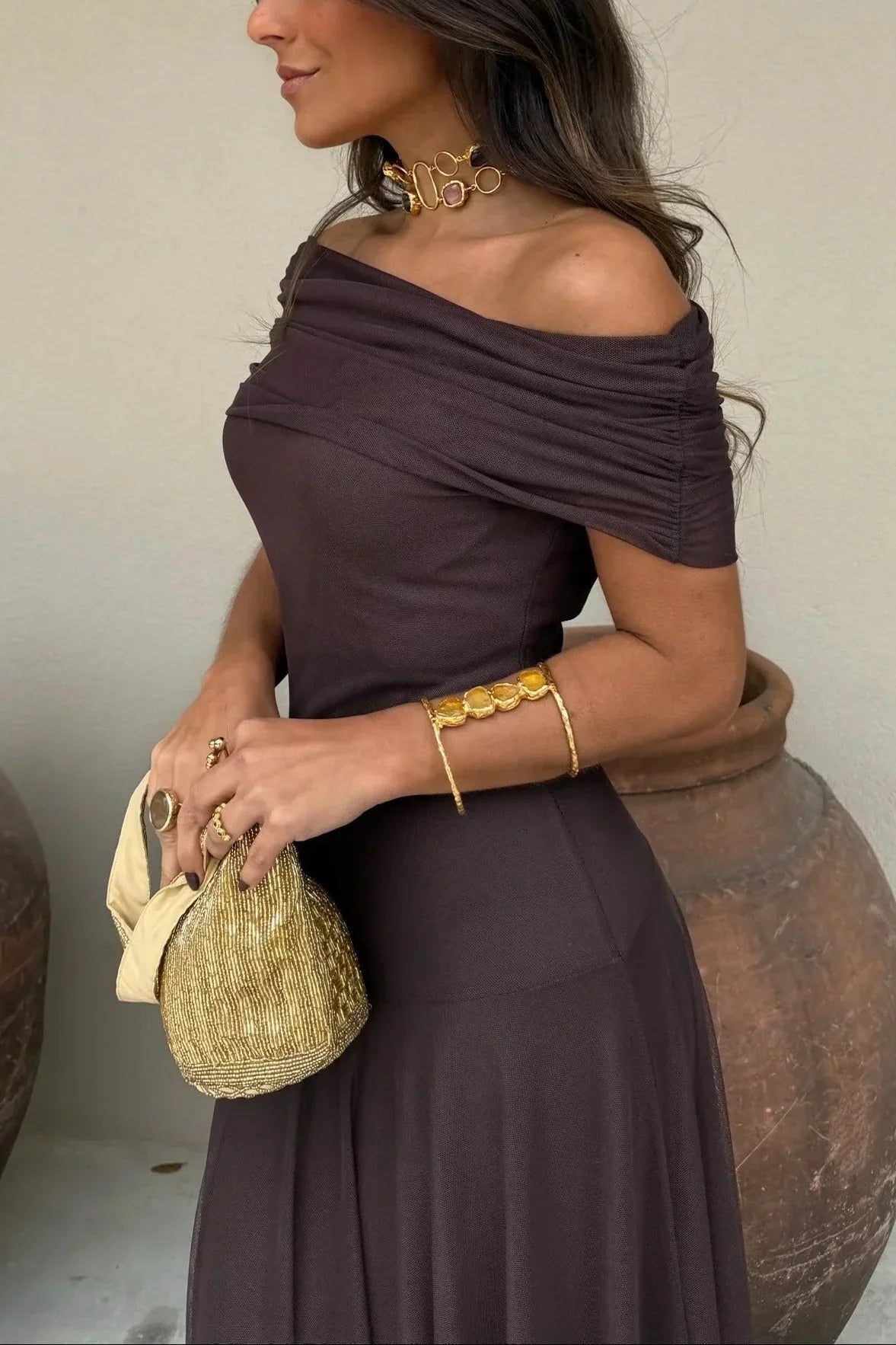 Women's Fluid Summer Dress Lightweight Breathable Flattering Shoulder - 6