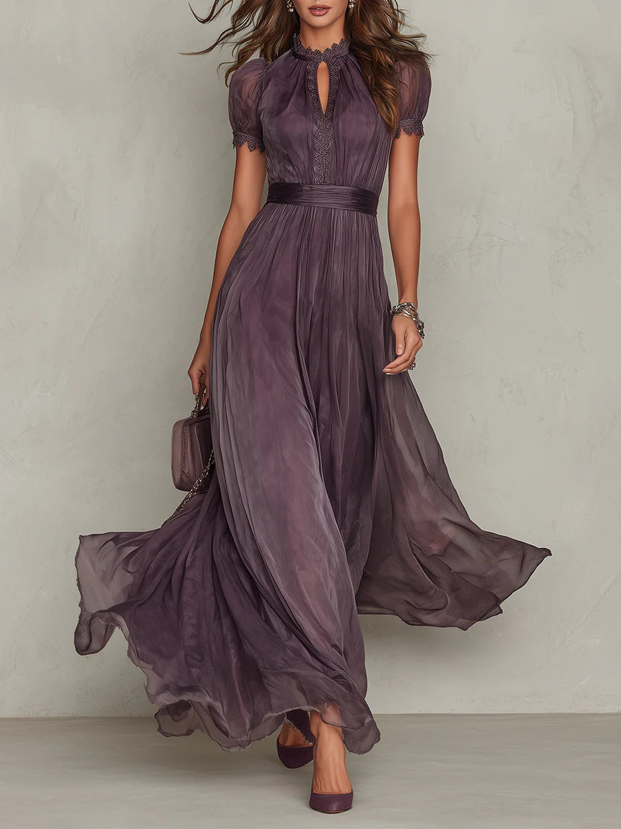 Women's Keyhole Chiffon Maxi Dress for Wedding Guests – Lunimore
