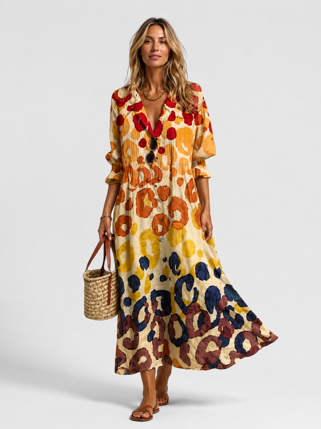 Women's Printed Shirt Dress Relaxed Flattering Fit