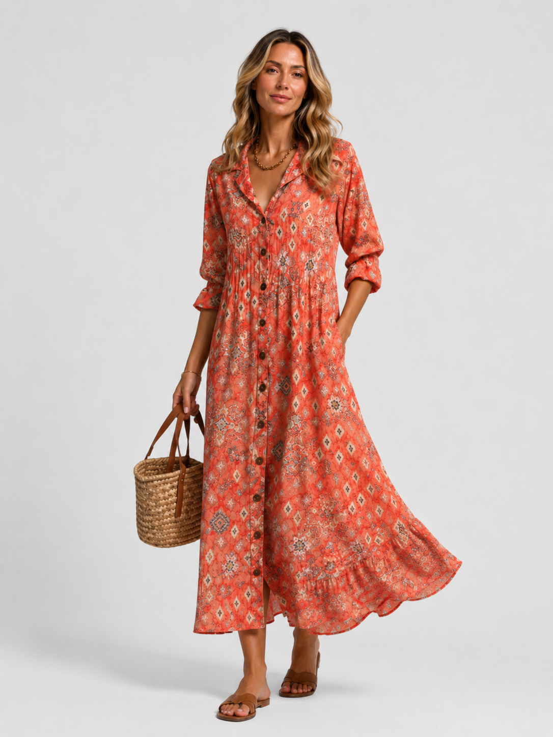 Women's Printed Shirt Dress Relaxed Flattering Fit