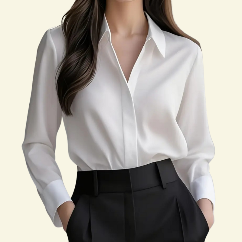 Women's Structured Shirt Elegant Smart Casual Versatile Refined Style