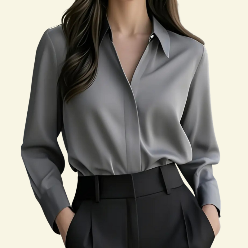 Women's Structured Shirt Elegant Smart Casual Versatile Refined Style