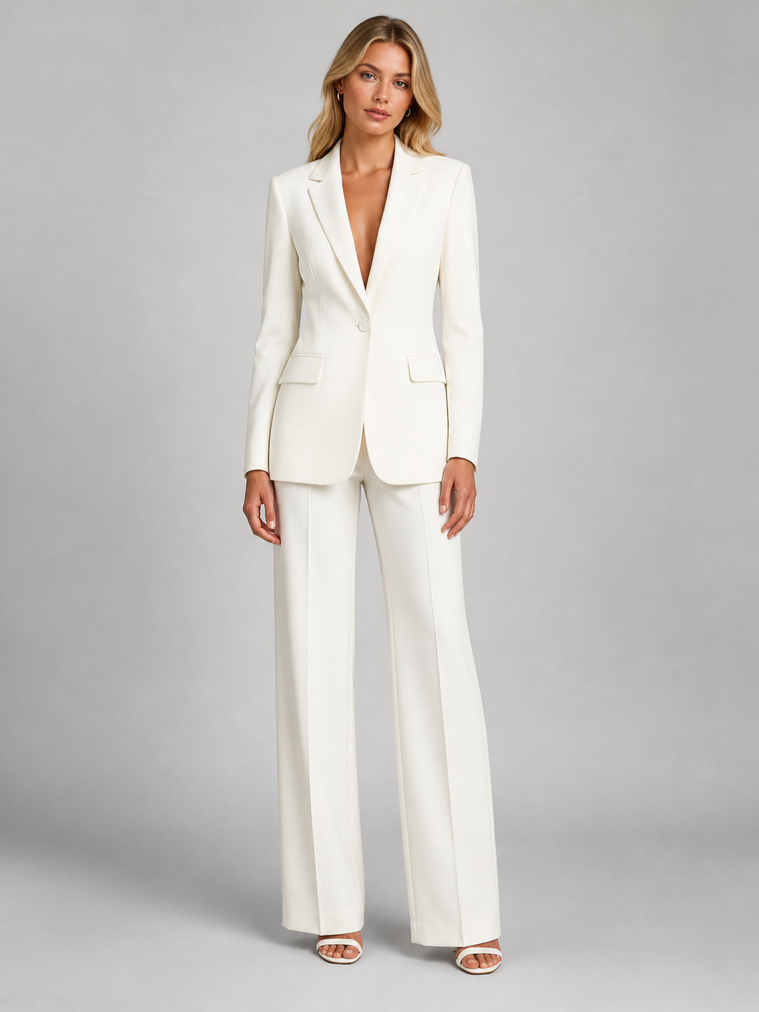 Women's Tailored Blazer and Wide-Leg Trousers Set Smart Occasion Style