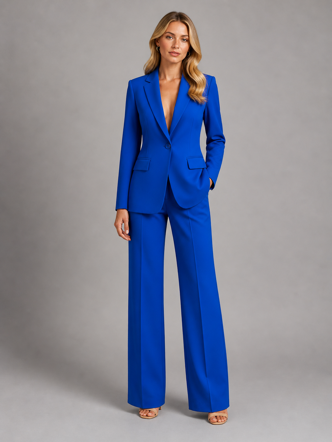 Women's Tailored Blazer and Wide-Leg Trousers Set Smart Occasion Style