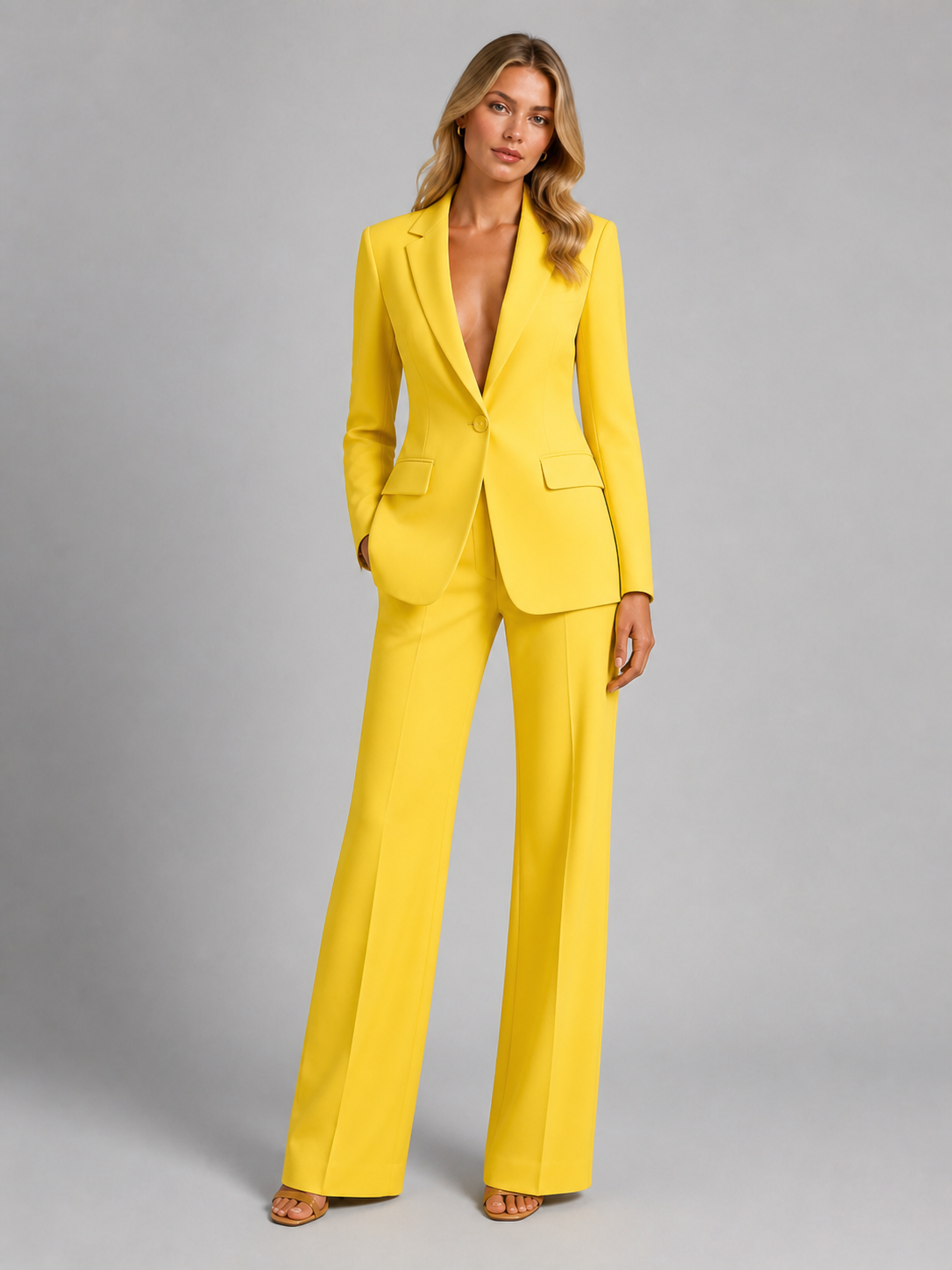 Women's Tailored Blazer and Wide-Leg Trousers Set Smart Occasion Style