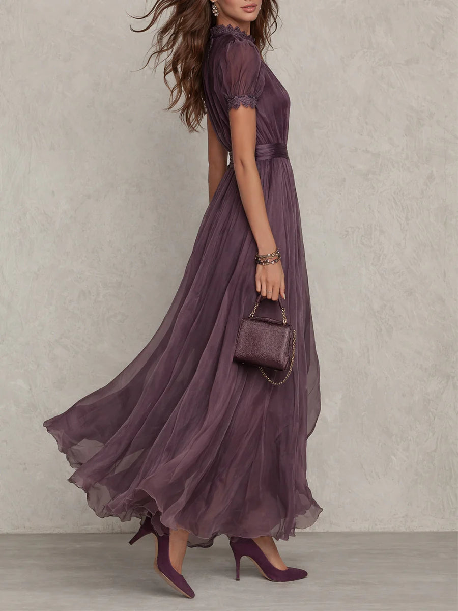 Women's Keyhole Chiffon Maxi Dress Wedding Guest Dress