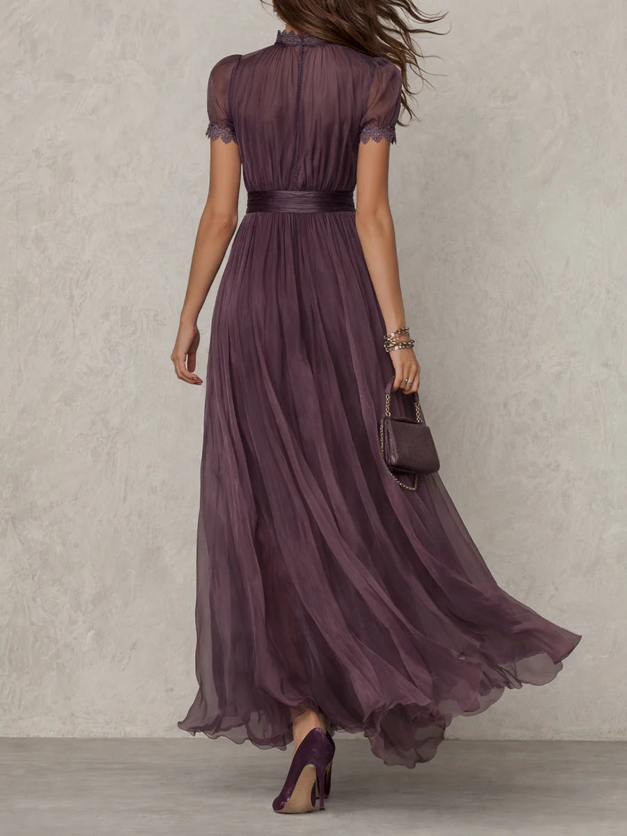 Women's Keyhole Chiffon Maxi Dress Wedding Guest Dress
