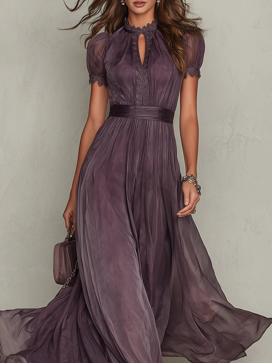 Women's Keyhole Chiffon Maxi Dress Wedding Guest Dress